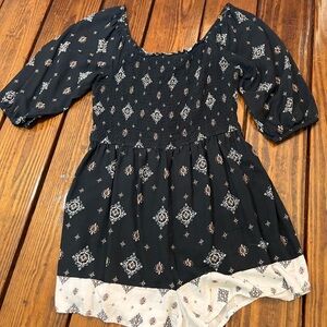 SO Black and White Patterned Romper